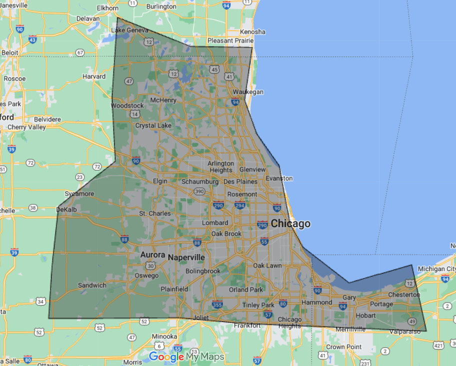 Chicagoland service area map Owen Enterprises Inc